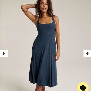 Beyond yoga Featherweight At The Ready Square Neck Dress , navy blue, small
